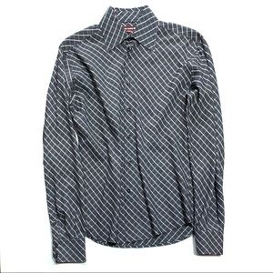 Point Zero Black Button Down Shirt Fitted Size Medium